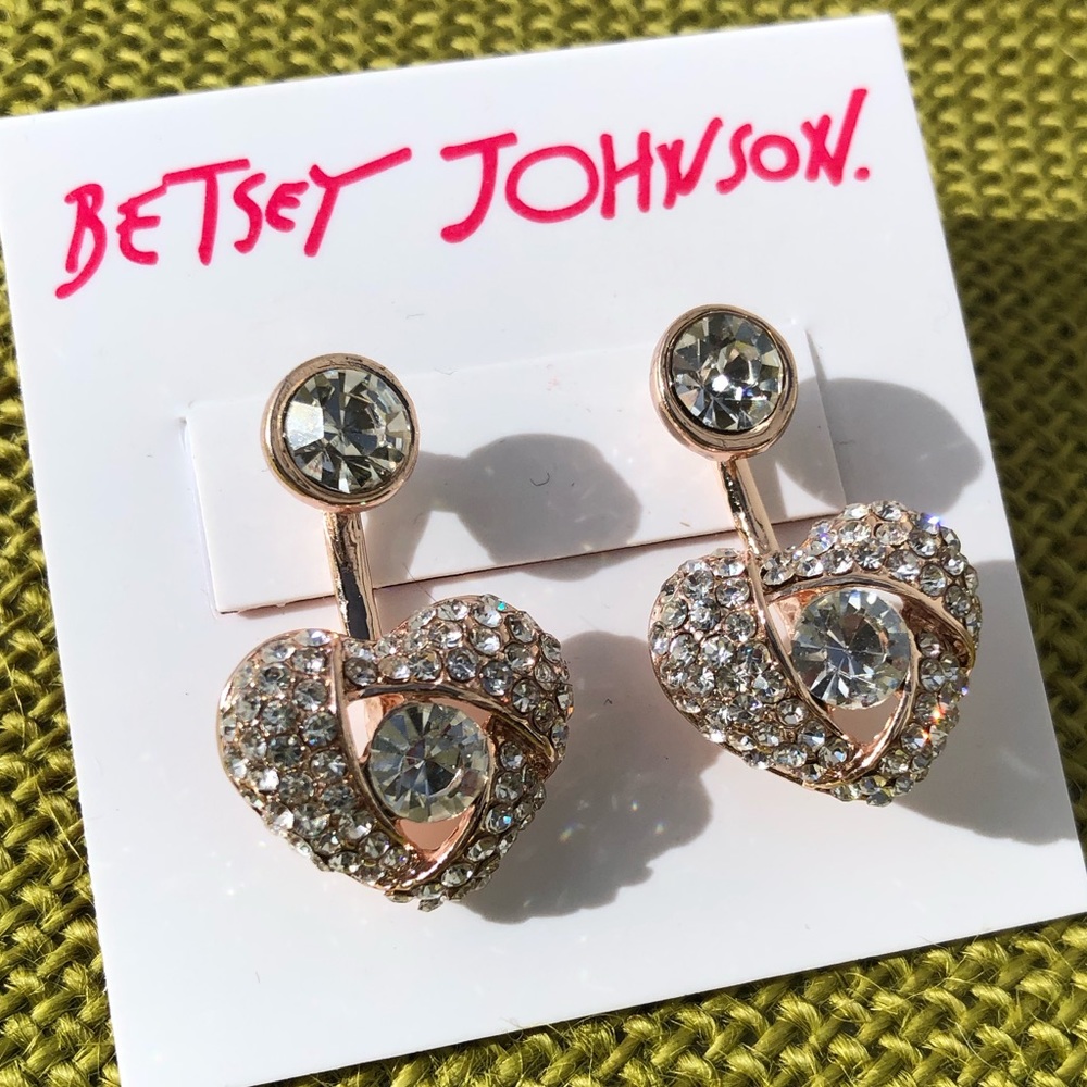 Betsey Johnson Heart Drop Earrings